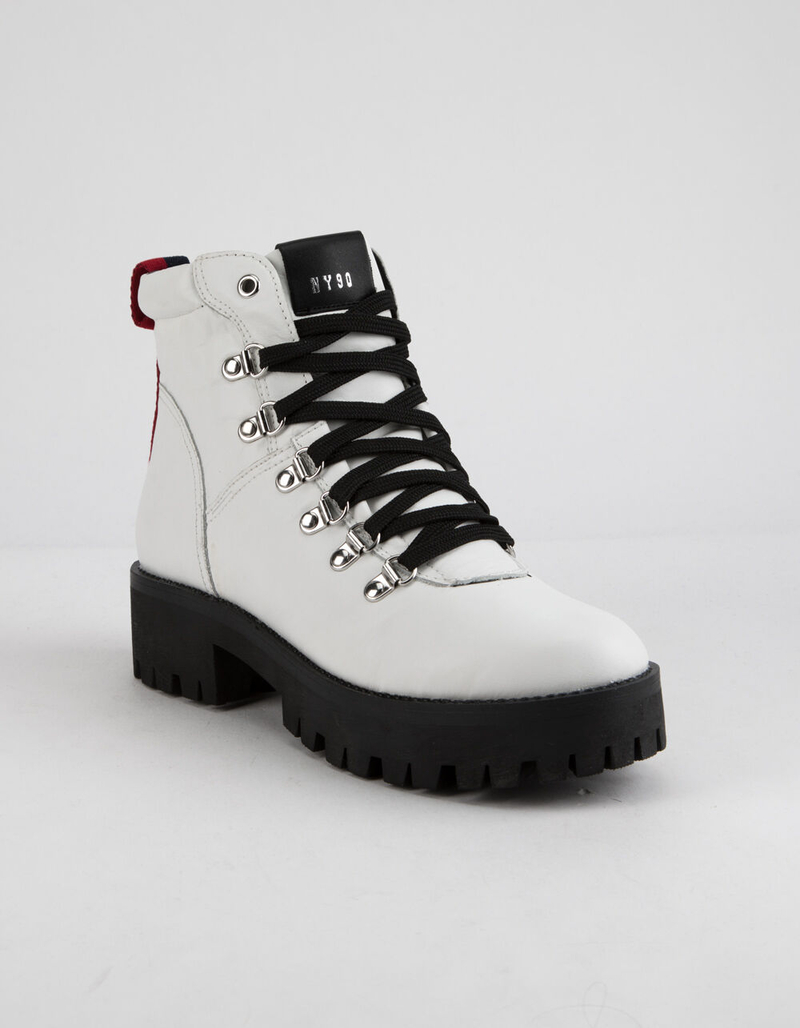 STEVE MADDEN Bam White Womens Combat Boots image number 0