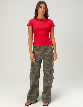 BOZZOLO Womens Rib Long Baby Tee Alternative Image