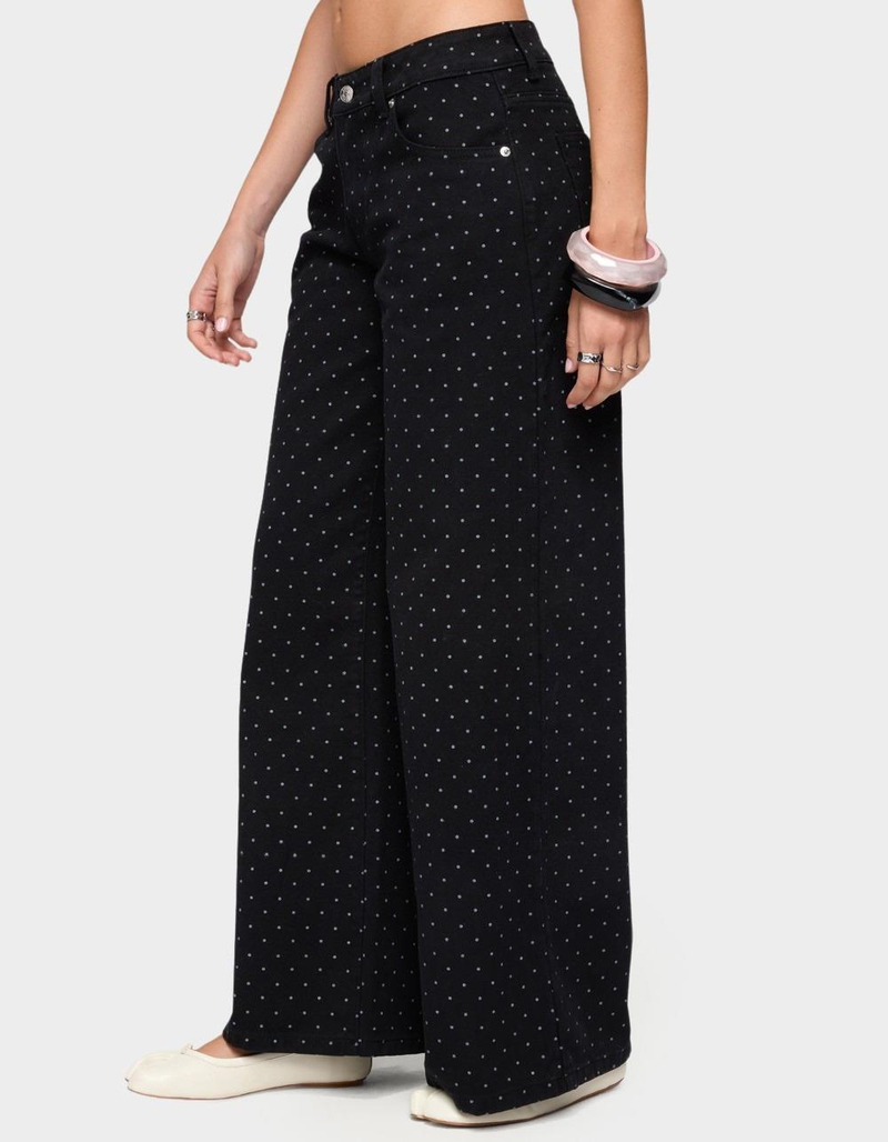 EDIKTED Misha Polka Dot Baggy Low Jeans image number 1