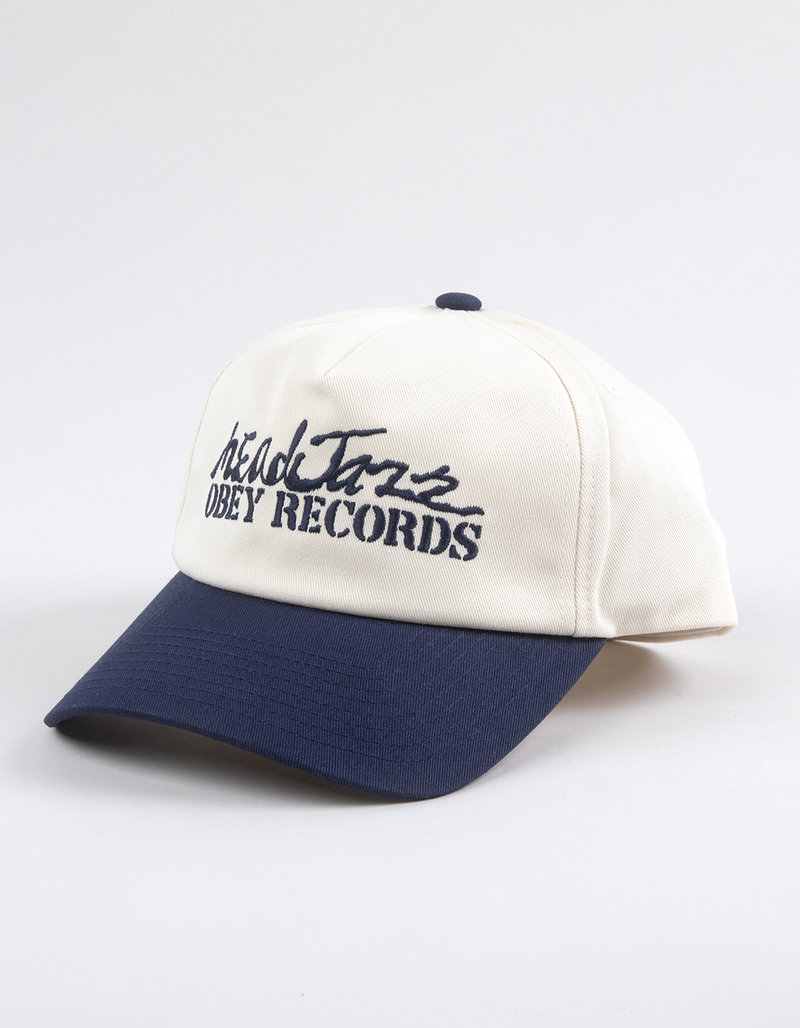 OBEY Head Jazz Records 5 Panel Snapback Hat image number 0