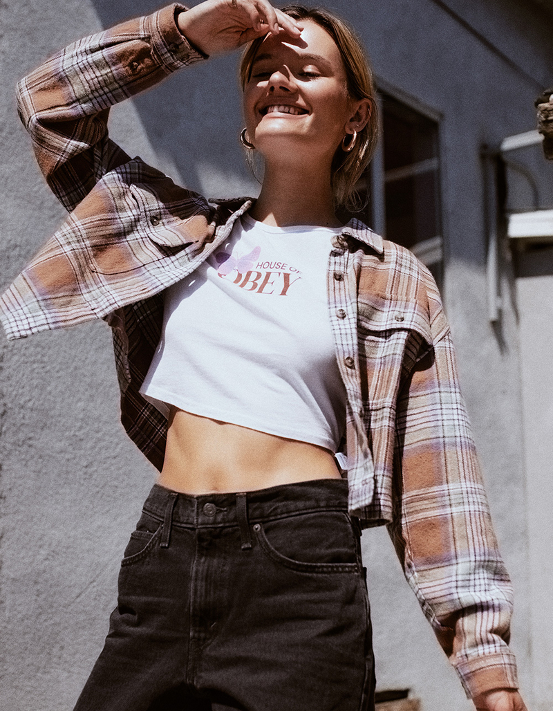 OBEY Max Womens Crop Flannel image number 4