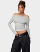 EDIKTED Milane Ruched Off Shoulder Ribbed Top EDIKTED Milane Ruched Off Shoulder Ribbed Top