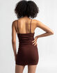 SKY AND SPARROW Brown Mesh Emma Bodycon Dress image number 3