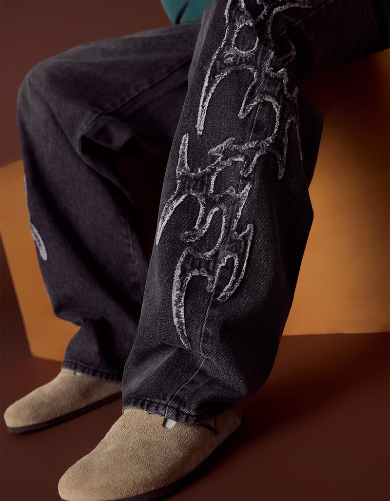 RSQ Mens Extra Baggy Applique Jeans image number 3