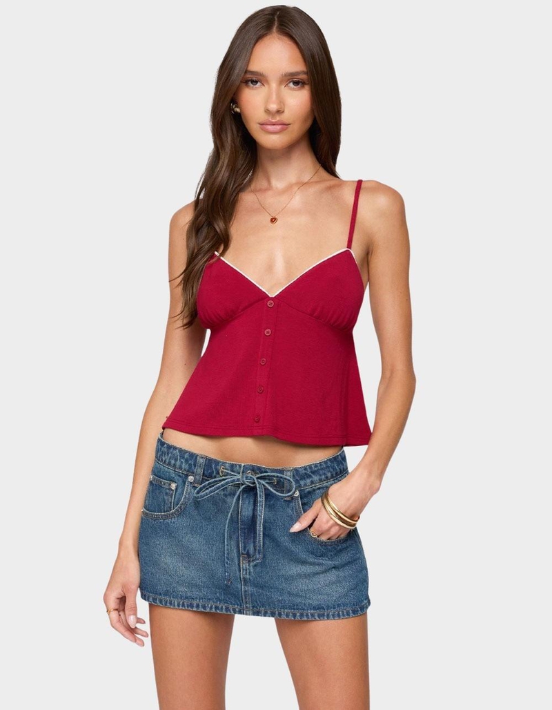 EDIKTED Kellyn Button Contrast Babydoll Top image number 0