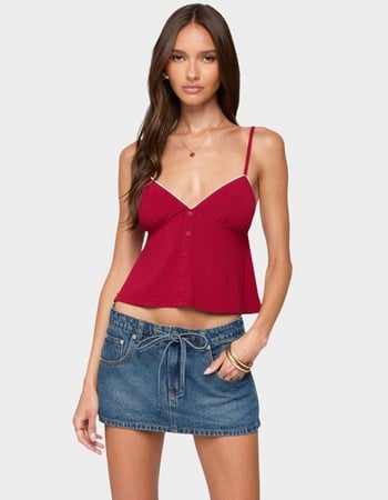 EDIKTED Kellyn Button Contrast Babydoll Top Primary Image
