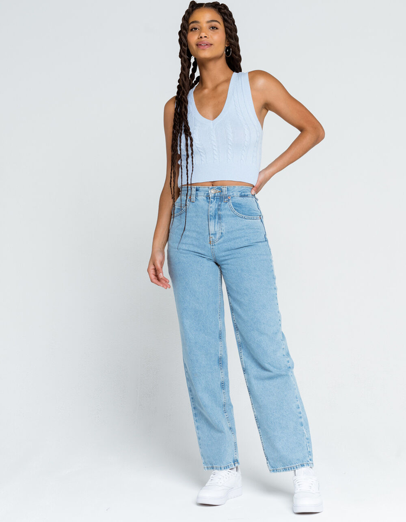 FULL TILT Cable Knit Shrunken Womens Sweater Vest image number 4