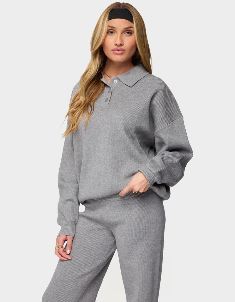 EDIKTED Lorie Oversized Knit Polo Sweater image number 1