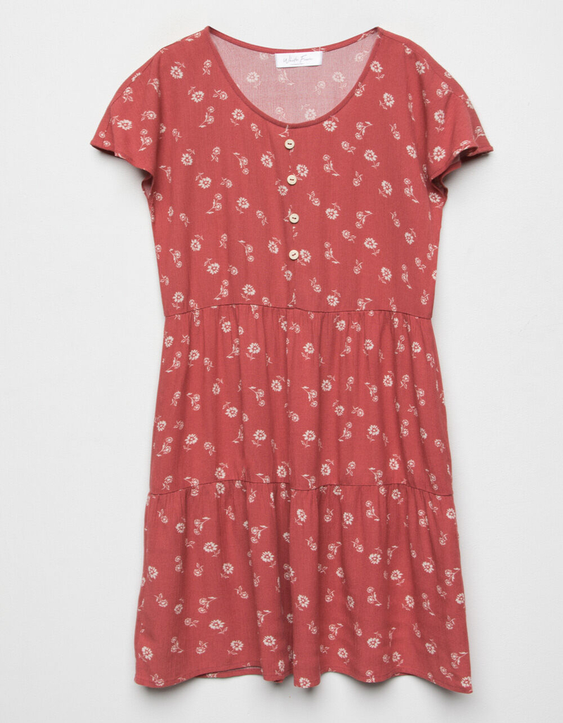 WHITE FAWN Ditsy Girls Rust Babydoll Dress image number 0
