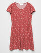 WHITE FAWN Ditsy Girls Rust Babydoll Dress image number 1