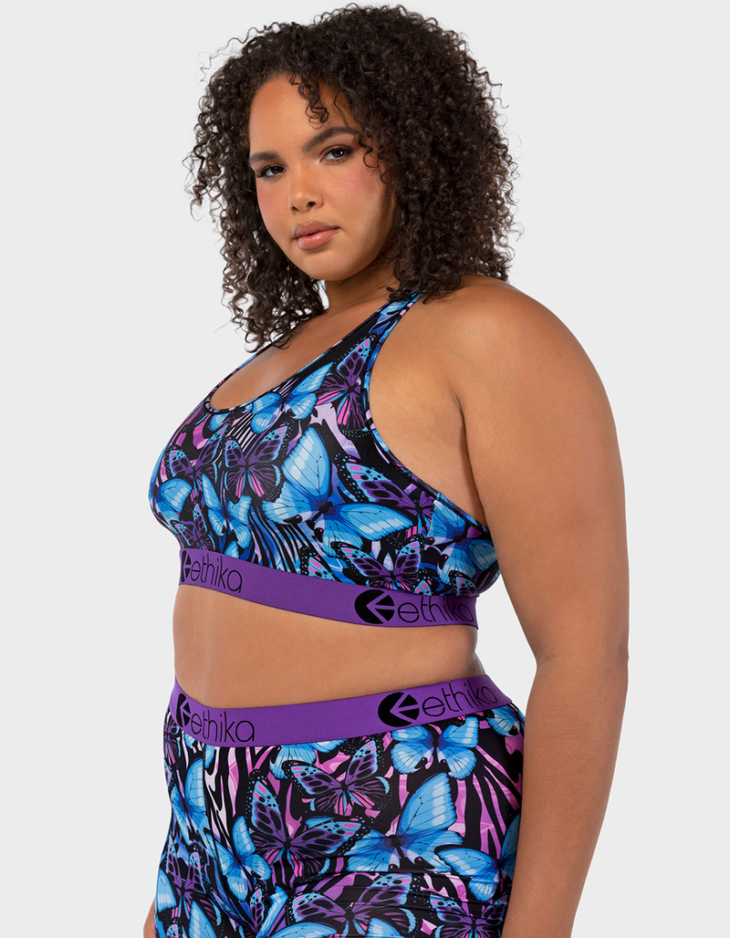 ETHIKA Blue Flutter Womens Sports Bra image number 4