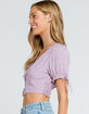 SKY AND SPARROW Ruffle Button Swiss Dot Womens Lavender Top image number 2