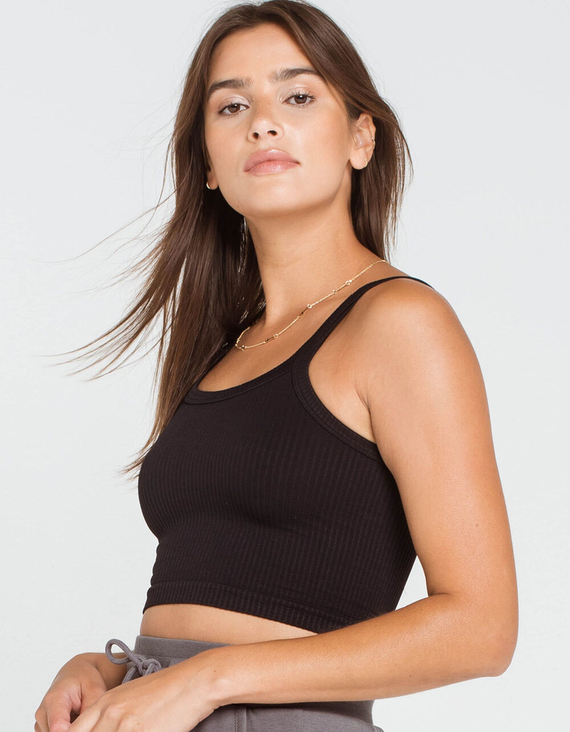 RSQ Seamless Ribbed Black Cami image number 1