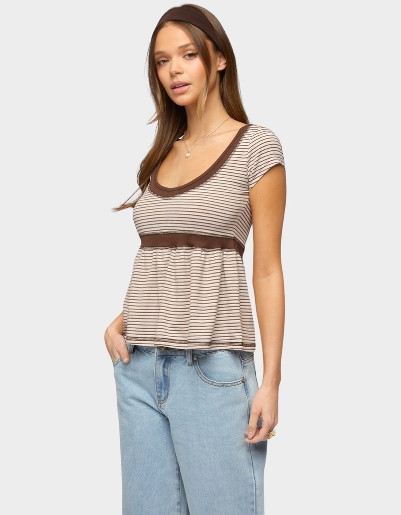 EDIKTED Sady Contrast Striped Babydoll Top image number 1