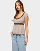 EDIKTED Sady Contrast Striped Babydoll Top image number 2