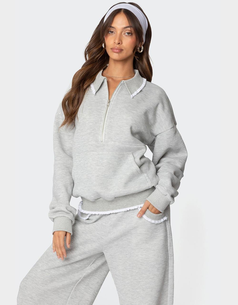 EDIKTED Ashtin Ruffle Trim Sweatshirt image number 2