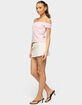 EDIKTED French Terry Striped Off Shoulder Top image number 4