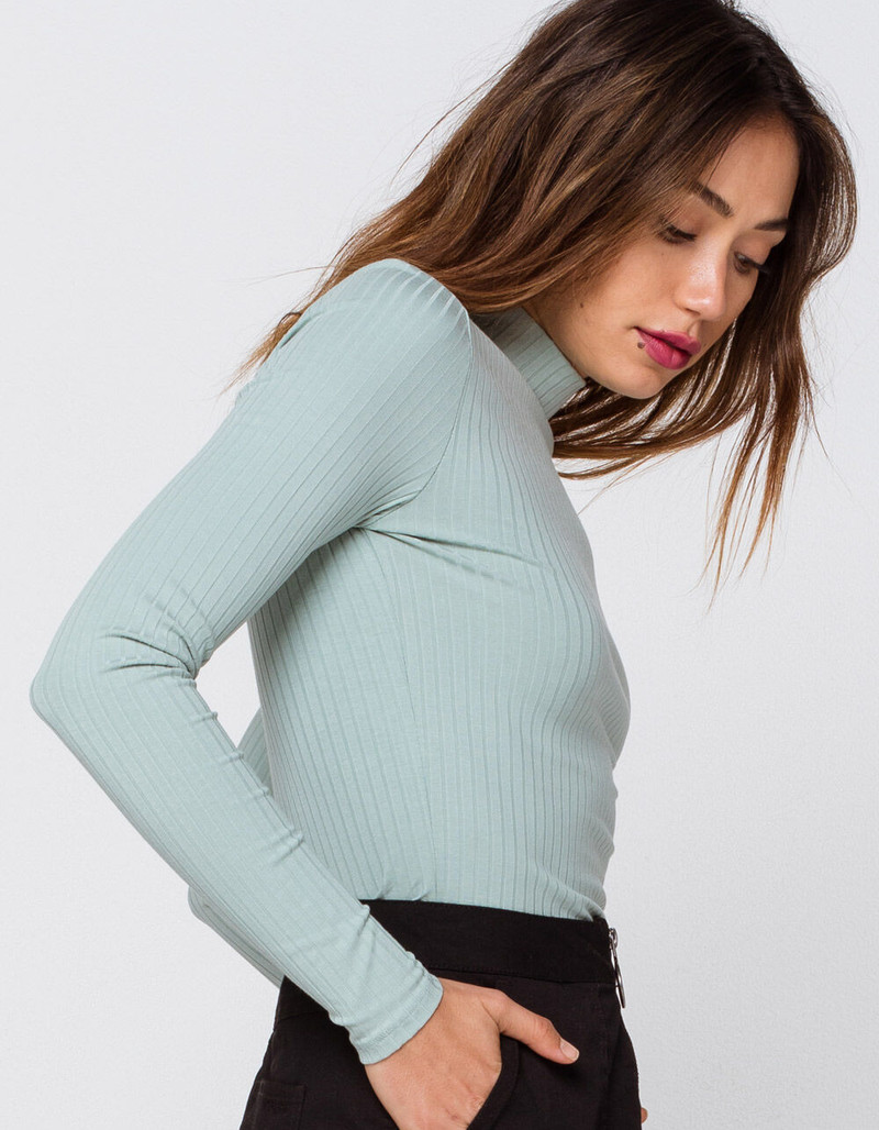 DESTINED Rib Mock Neck Mint Womens Tee image number 1