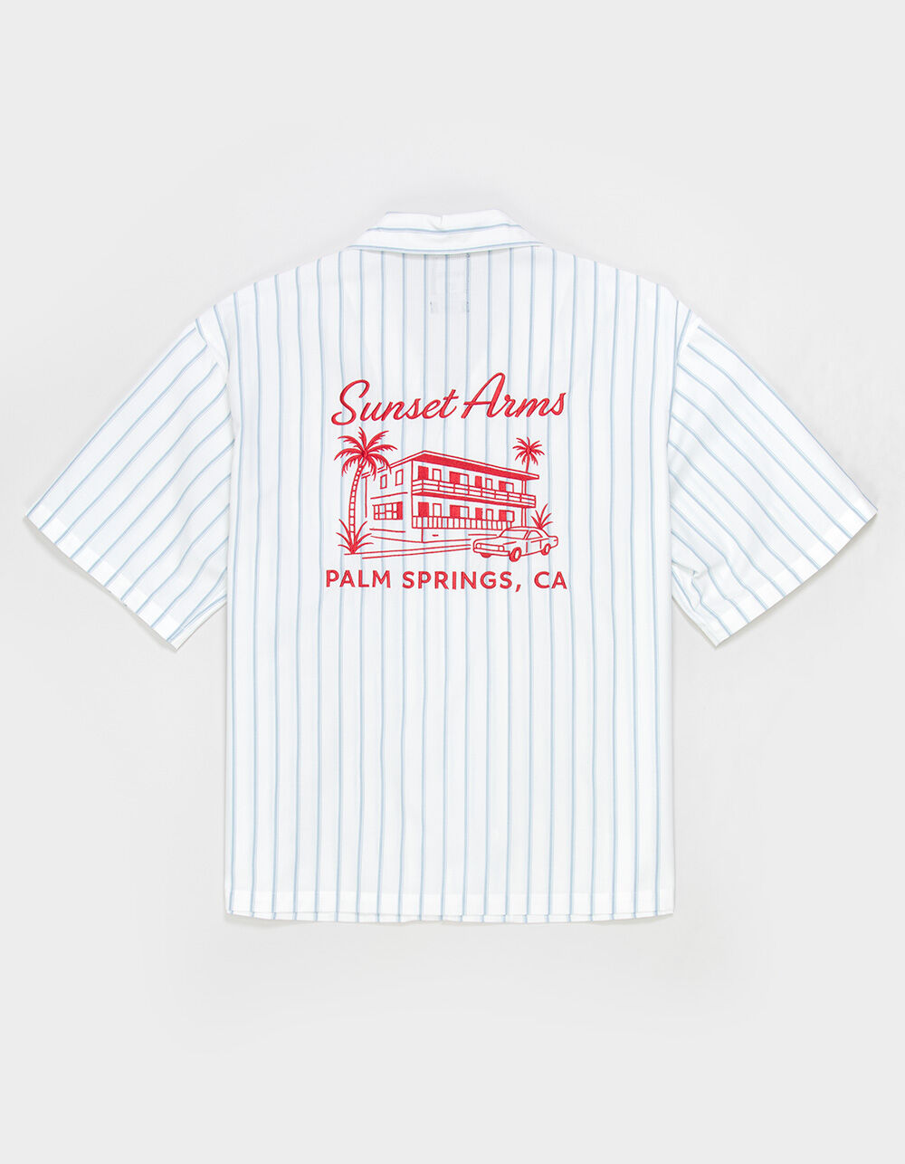 RSQ Mens Graphic Stripe Crop Button Up Shirt - BLUE | Tillys