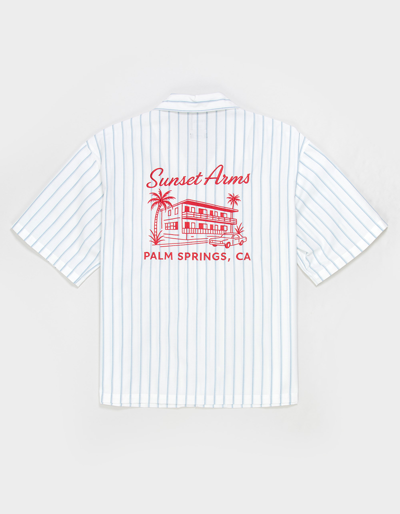 RSQ Mens Graphic Stripe Crop Button Up Shirt image number 2