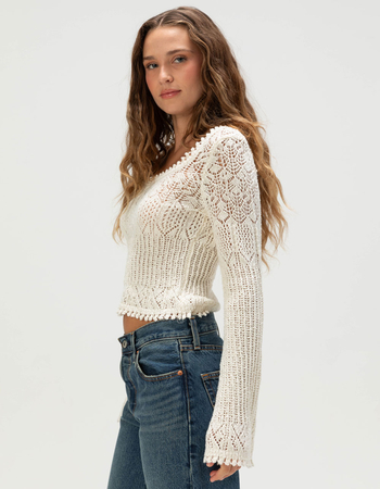 WEST OF MELROSE Open Knit Womens Sweater Alternative Image