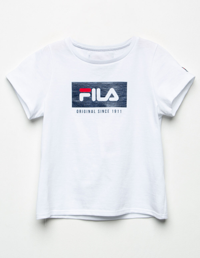 FILA Logo Box White Girls Tee image number 0