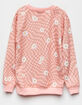 FULL TILT Floral Checkered Girls Oversized Crewneck Sweatshirt image number 2
