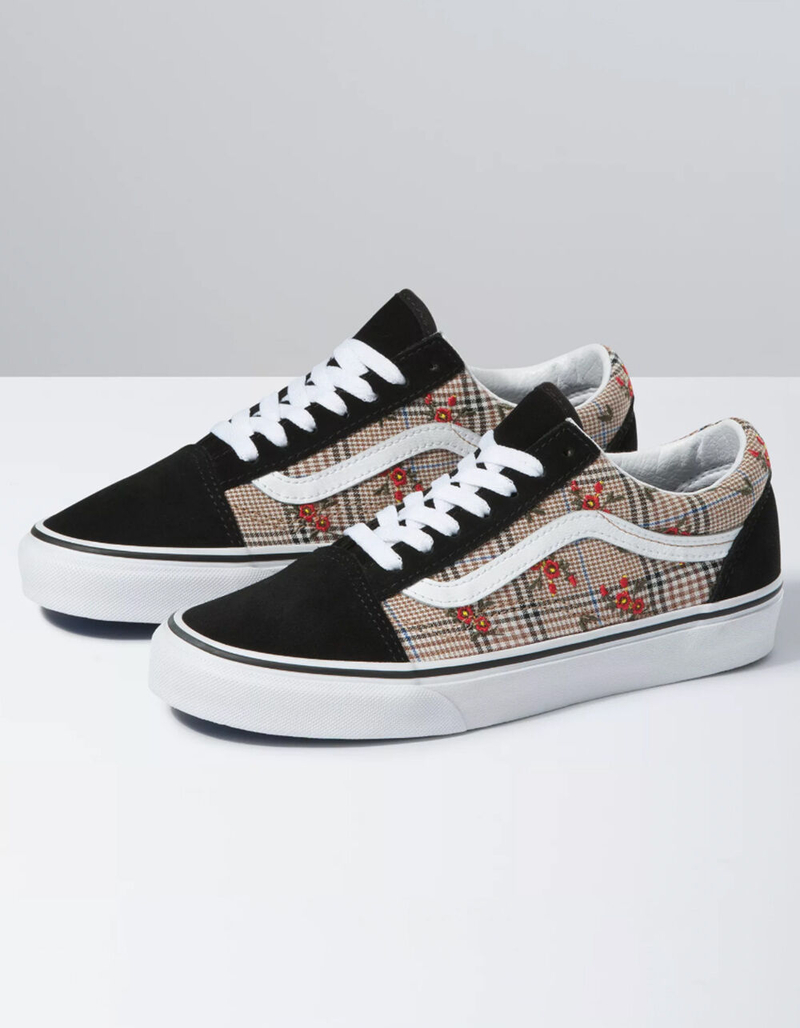 VANS Glen Plaid Floral Old Skool Womens Shoes - EMBROIDERY/TRUE WHITE ...