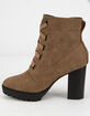 SODA Lug Sole Lace Up Eyelet Taupe Womens Booties image number 3