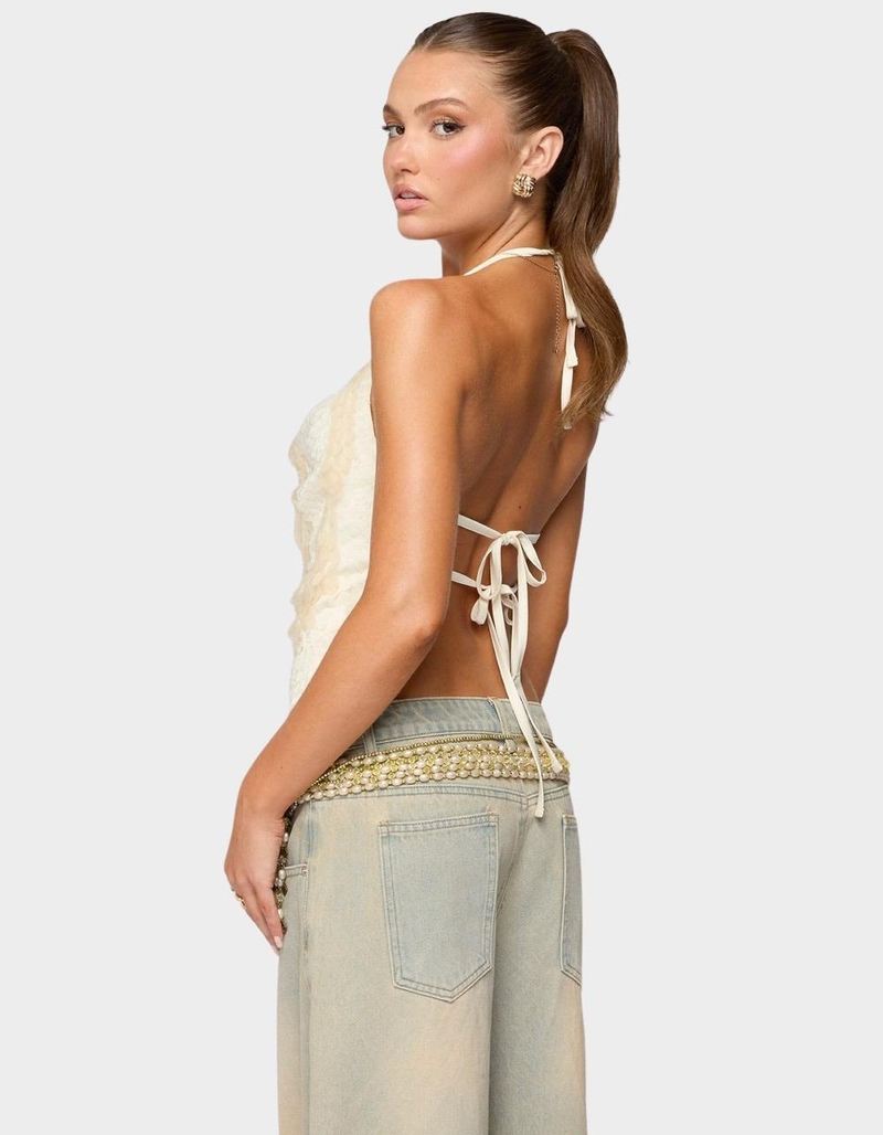 EDIKTED Reid Backless Sequin Cowl Neck Top image number 2