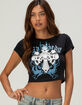 ED HARDY Skull Crosses Womens Rhinestone Baby Tee image number 1