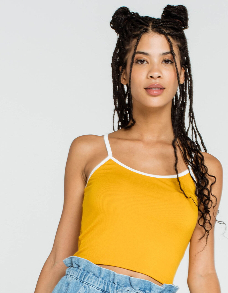 HEART & HIPS Womens Mustard Ringer Tank image number 0