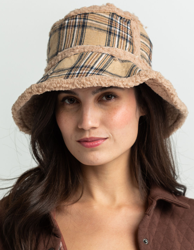 Reversible Plaid/Sherpa Bucket Hat image number 1