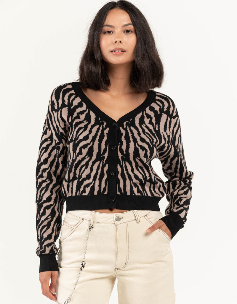 FULL TILT Womens Zebra Cardigan  image number 0