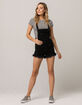ALMOST FAMOUS Fray Denim Black Womens Shortalls image number 4