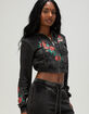 MISS ME Tattoo Womens Crop Zip-Up Rhinestone Hoodie image number 4