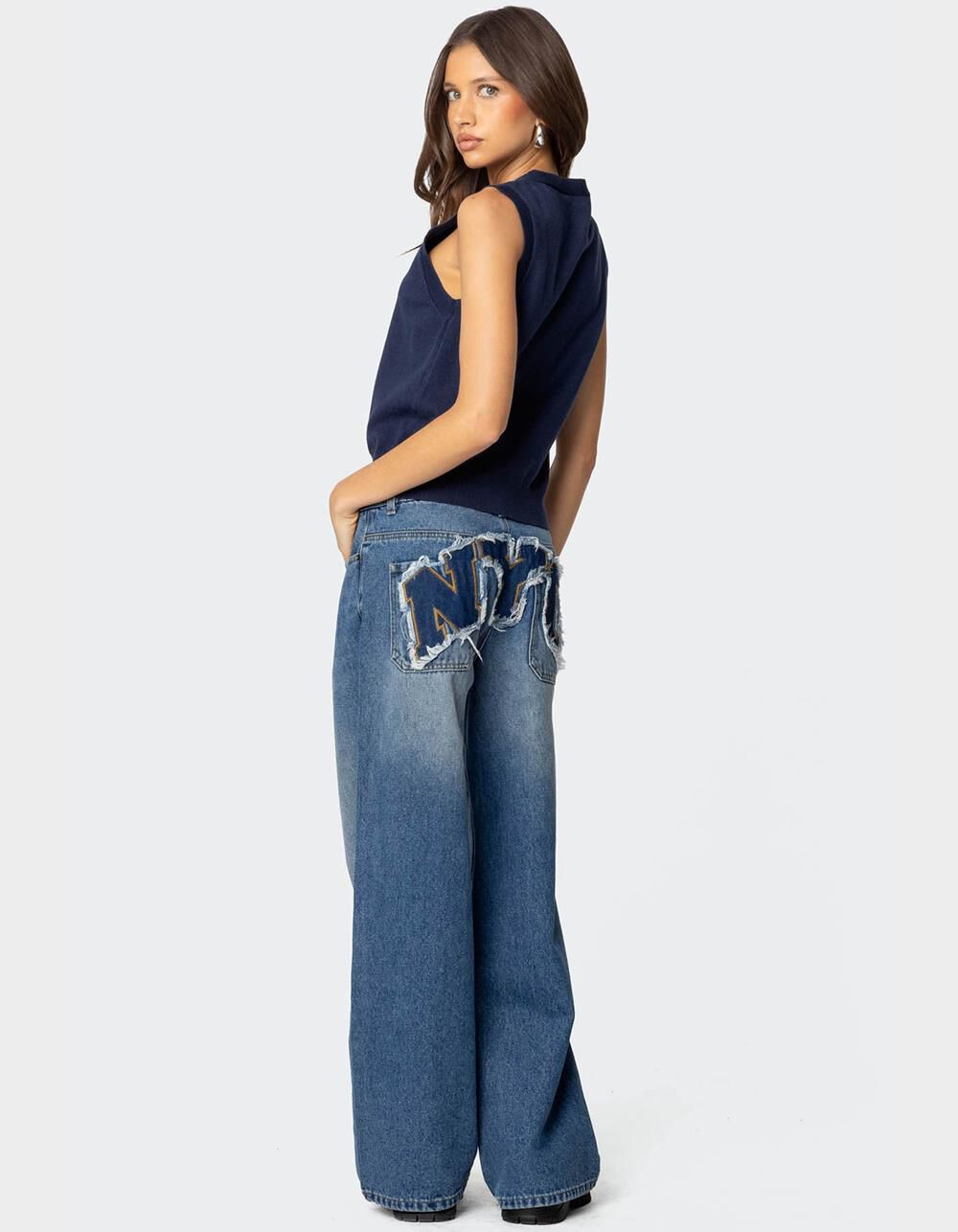 EDIKTED NYC Washed Low Rise Jeans - LIGHT BLUE | Tillys