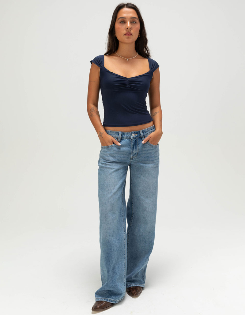TILLYS Butter Soft Womens Cap Sleeve Cinch Front Tee image number 1