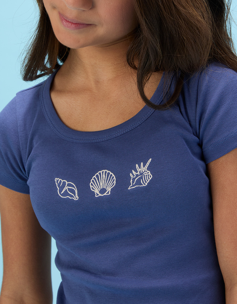 FULL TILT Embroidered Seashells Girls Tee image number 3