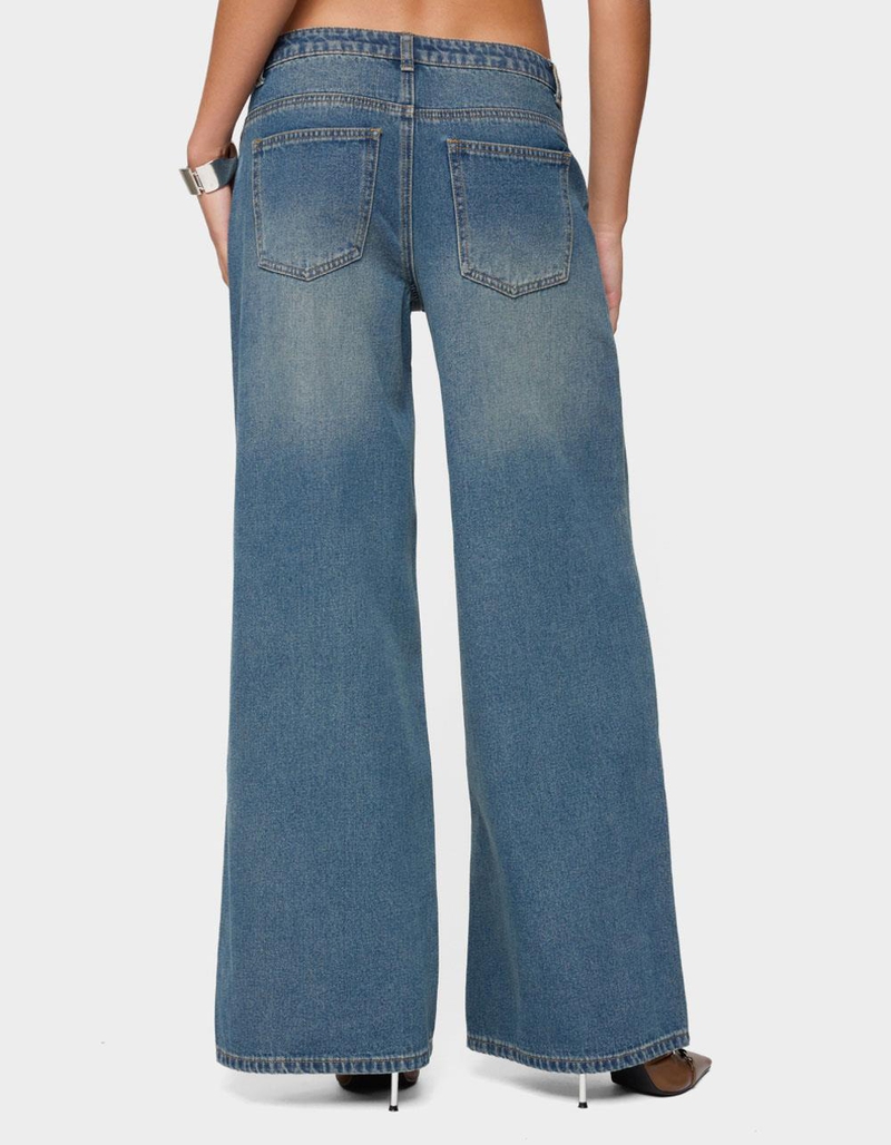 EDIKTED Double Buckle Low Rise Jeans image number 2