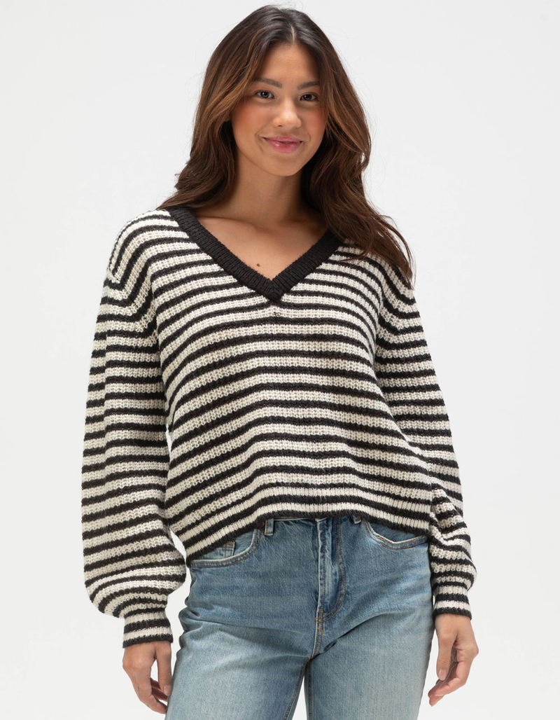 VERO MODA Womens Stripe V-Neck Sweater image number 0