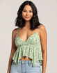 FULL TILT Ditsy Hanky Hem Womens Crop Top image number 4