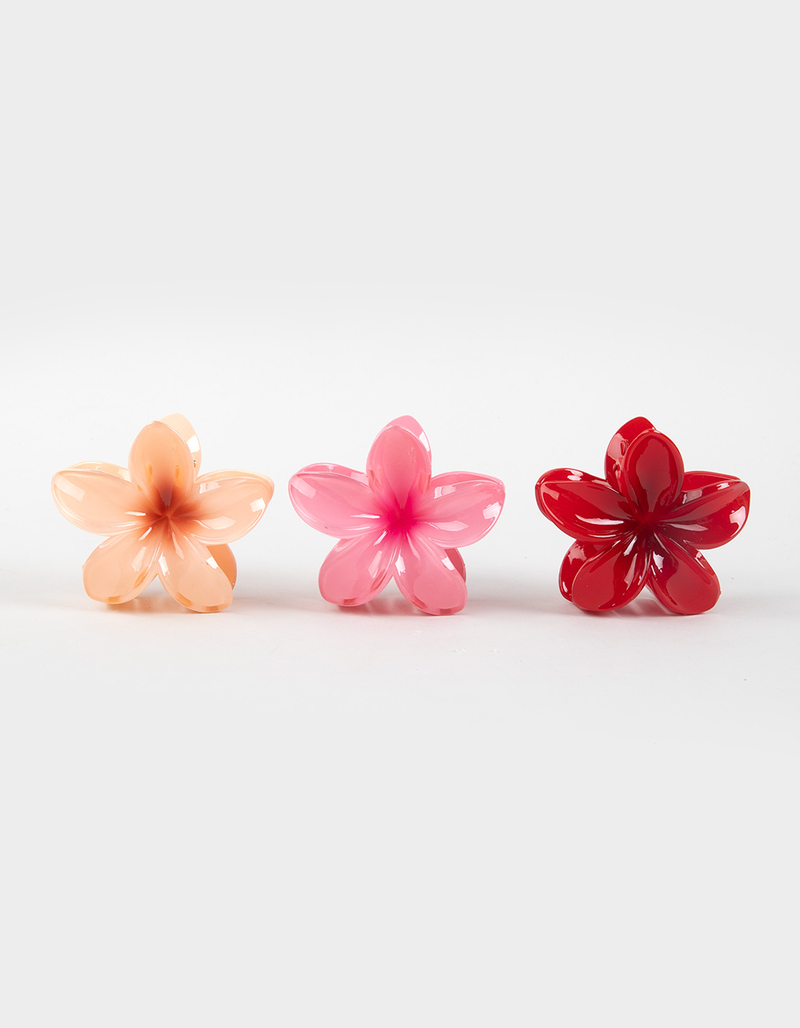 FULL TILT 3 Pack Hibiscus Floral Claw Clips image number 1