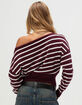RSQ Womens High Rib Stripe Off The Shoulder Sweater image number 4
