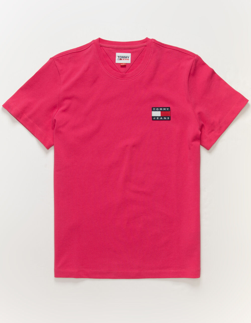 TOMMY JEANS Tommy Badge Mens Hot Pink T-Shirt image number 0