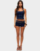 EDIKTED Alita Low Rise Denim Micro Shorts image number 4