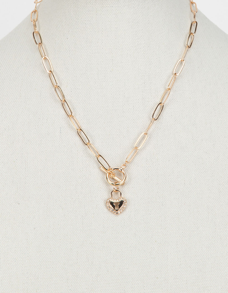 FULL TILT Heart Lock Toggle Necklace image number 3