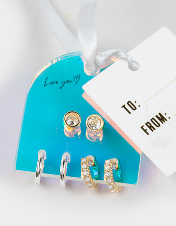 FULL TILT 3 Pack 14K Gold Dipped Hoop Earring Set Alternative Image