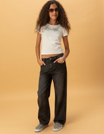 RSQ Girls High Rise Leopard Star Wide Leg Jeans Alternative Image