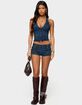 EDIKTED Sashe Button Up Denim Halter Top image number 5